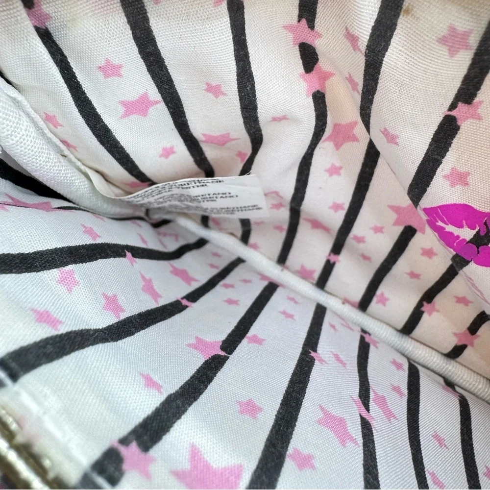Betsey Johnson Love Betsey Pink Cat Quilted Clutch with Heart‎ Charm